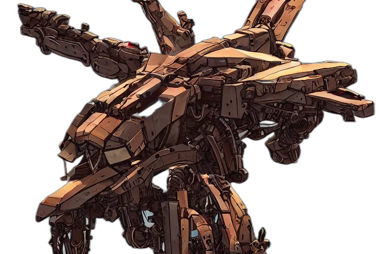 robot, weapon, concept art, 3d render transparent PNG cut-out