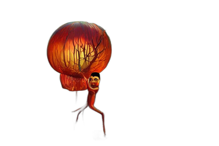 creature, hair, umbrella, mask transparent PNG cut-out