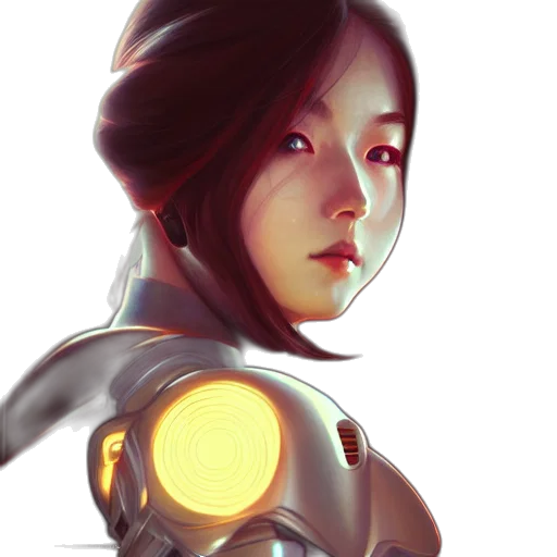 robot, face, concept art, fantasy art transparent PNG cut-out