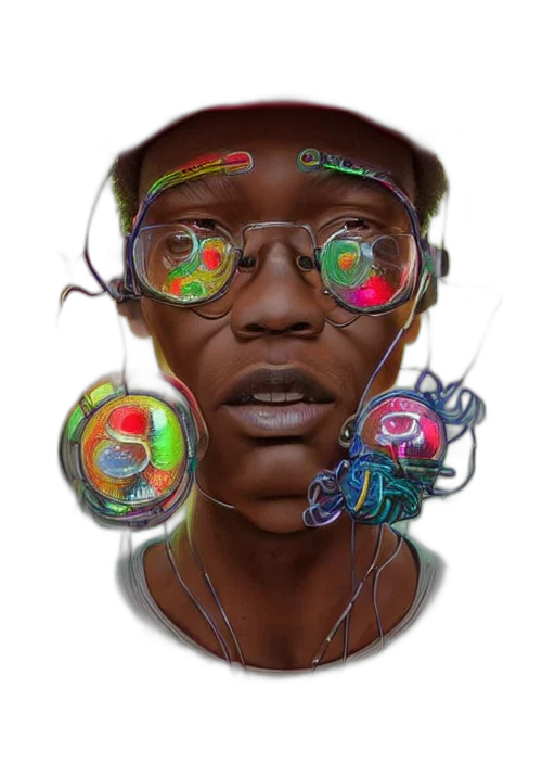 face, concept art, cartoon, cyberpunk transparent PNG cut-out