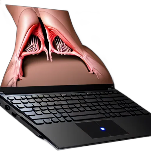 3d render, laptop, human, legs transparent PNG cut-out