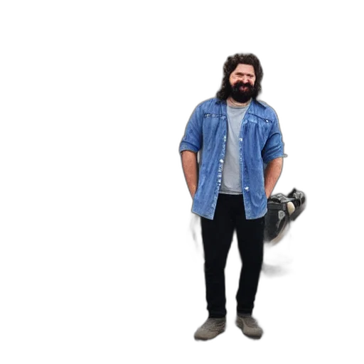 jacket, shoes, staff, hair transparent PNG cut-out