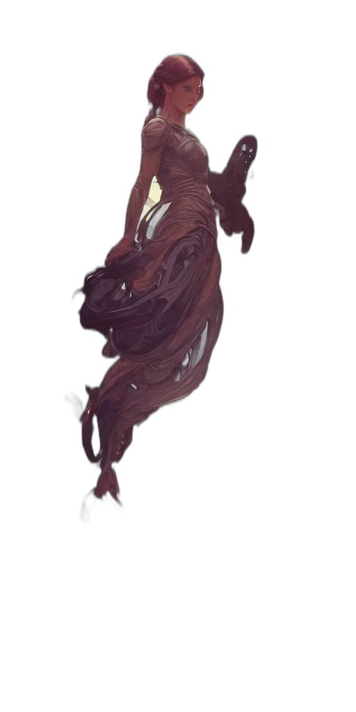dress, creature, dragon, staff transparent PNG cut-out