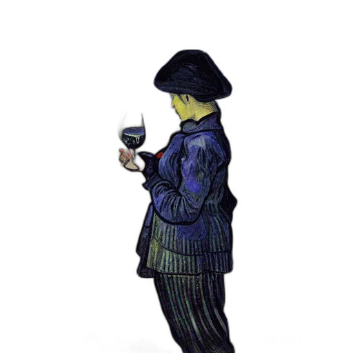 hat, dress, bottle, staff transparent PNG cut-out