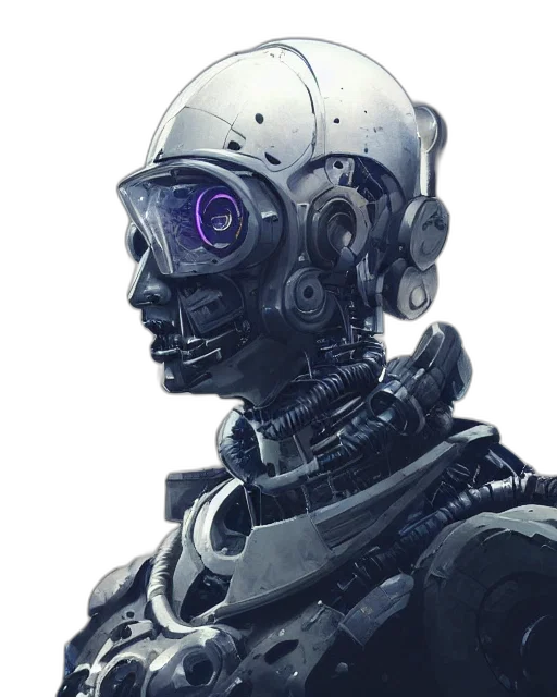 robot, face, mask, cyberpunk transparent PNG cut-out