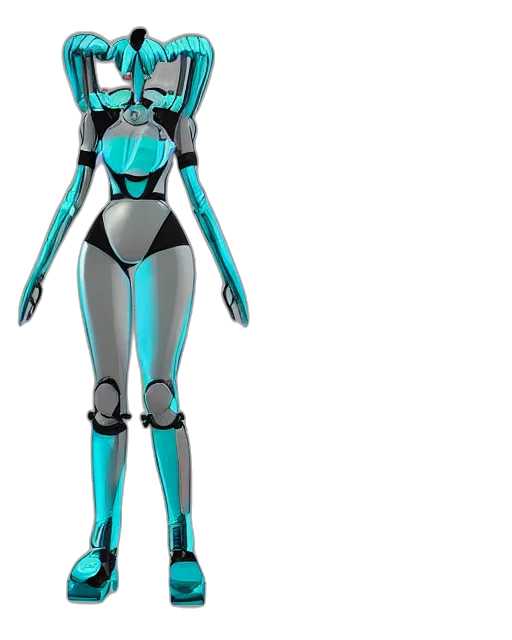 robot, 3d render, concept art, cyberpunk transparent PNG cut-out