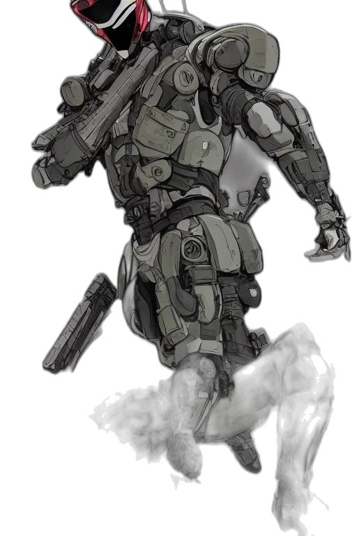 robot, weapon, concept art, 3d render transparent PNG cut-out