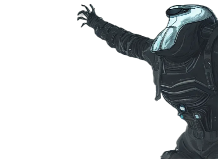 robot, jacket, mask, concept art transparent PNG cut-out