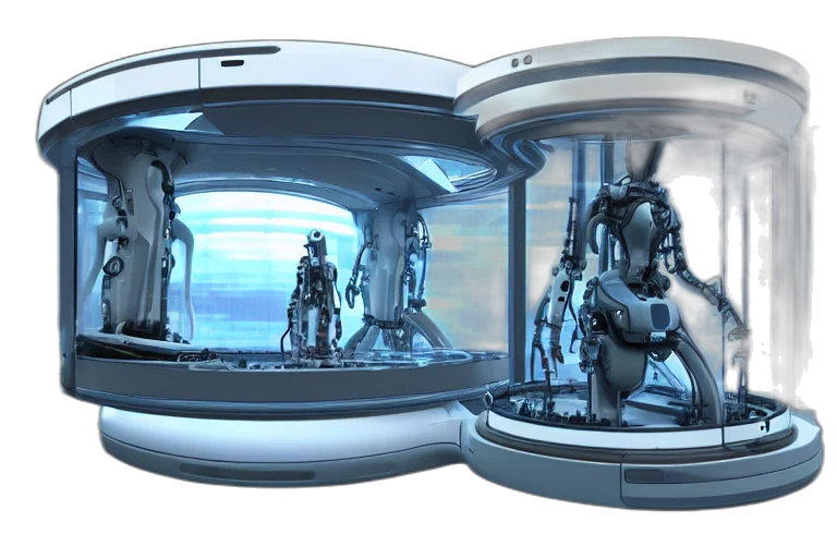 robot, 3d render, concept art, outer space transparent PNG cut-out