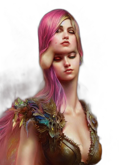 hair, face, fantasy art, photorealistic transparent PNG cut-out