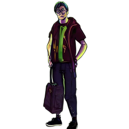 jacket, staff, cartoon, concept art transparent PNG cut-out