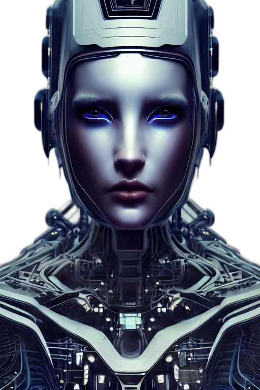 robot, face, cyberpunk, 3d render transparent PNG cut-out