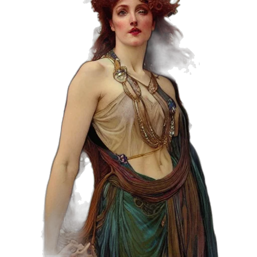 dress, jewelry, crown, staff transparent PNG cut-out