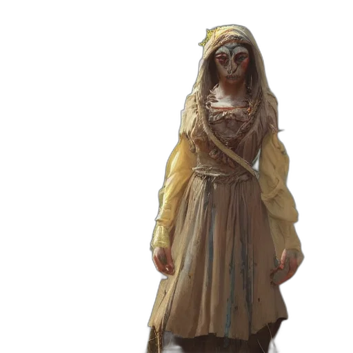 dress, mask, staff, creature transparent PNG cut-out