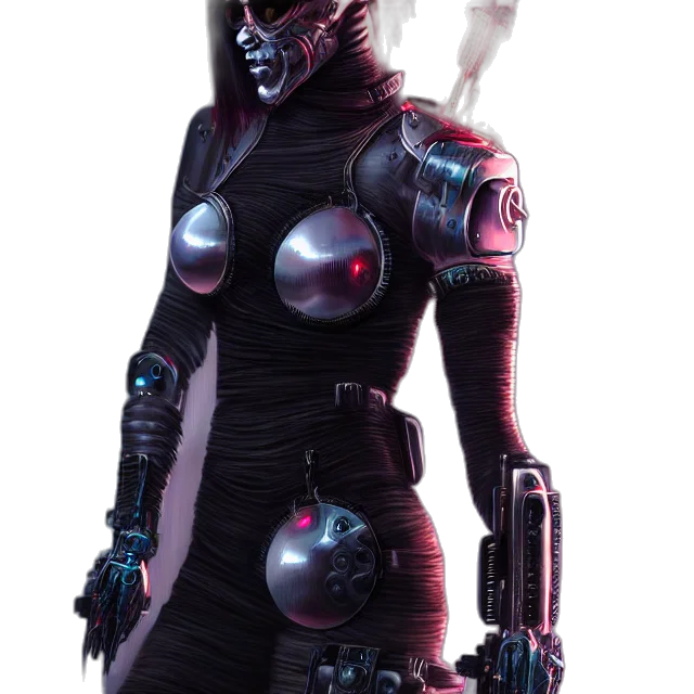 robot, staff, concept art, cyberpunk transparent PNG cut-out