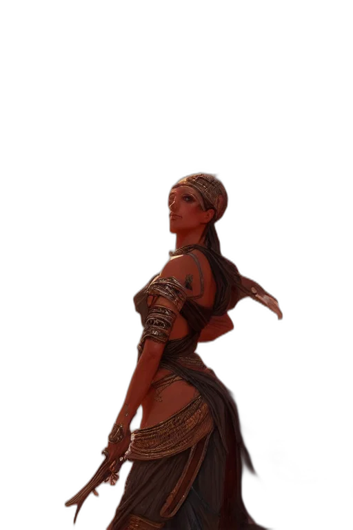 dress, staff, creature, mask transparent PNG cut-out