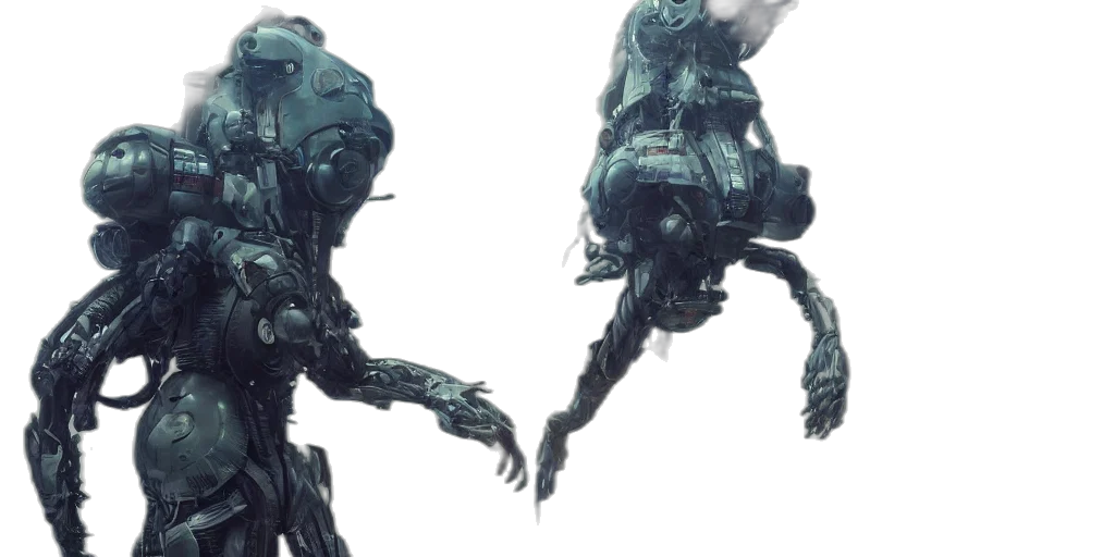 robot, creature, concept art, 3d render transparent PNG cut-out