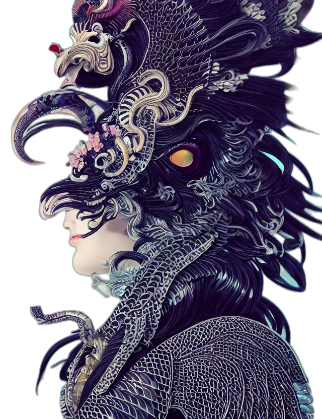 mask, dragon, face, creature transparent PNG cut-out
