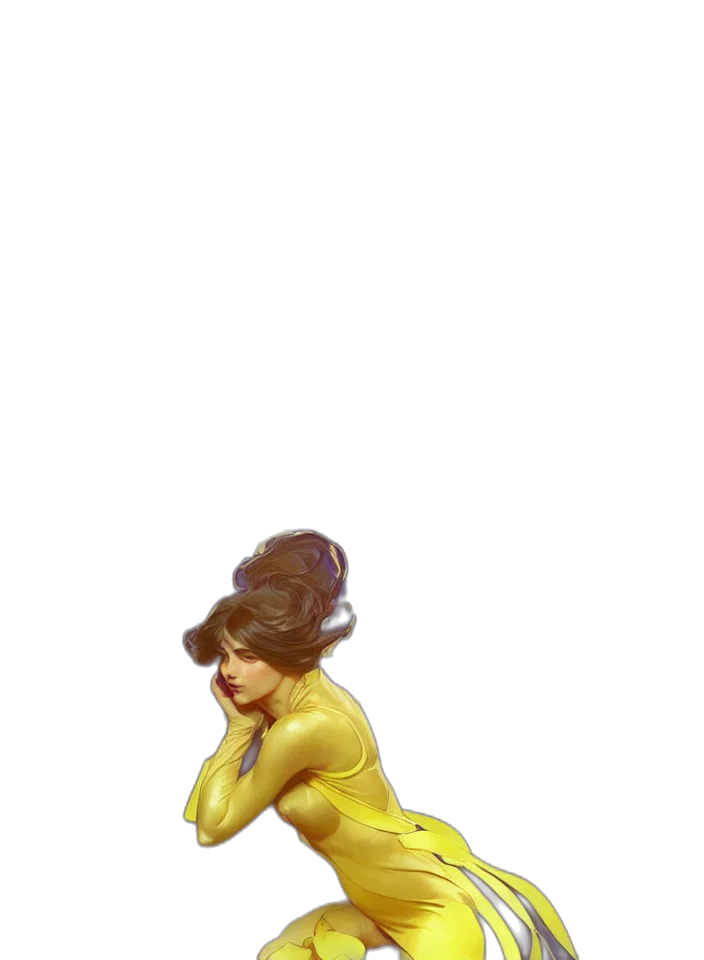 dress, hair, staff, concept art transparent PNG cut-out