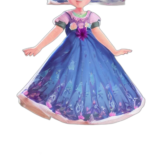 dress, crown, concept art, 3d render transparent PNG cut-out