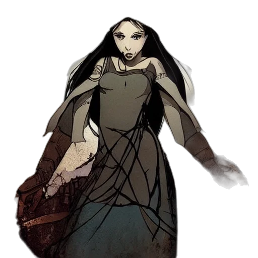 dress, staff, mask, creature transparent PNG cut-out