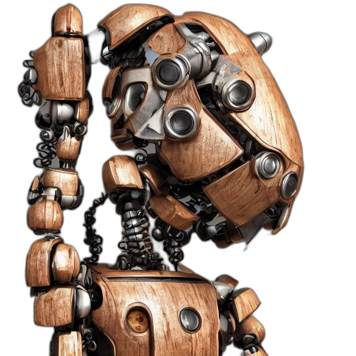 robot, staff, concept art, 3d render transparent PNG cut-out