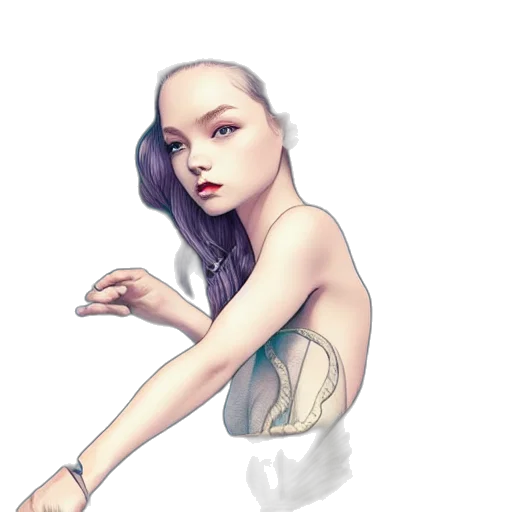 dress, hair, creature, robot transparent PNG cut-out