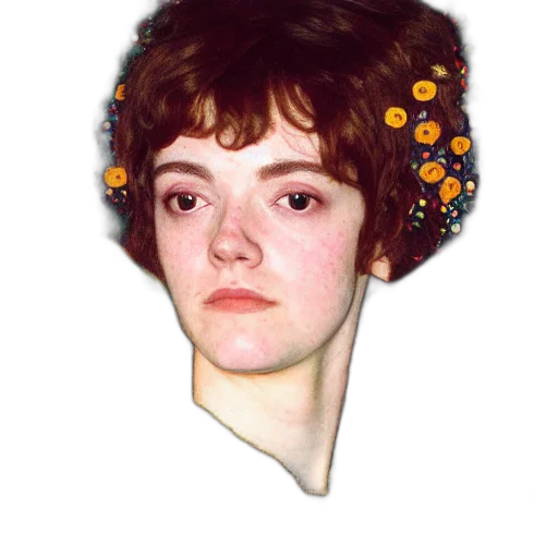 face, hair, crown, staff transparent PNG cut-out