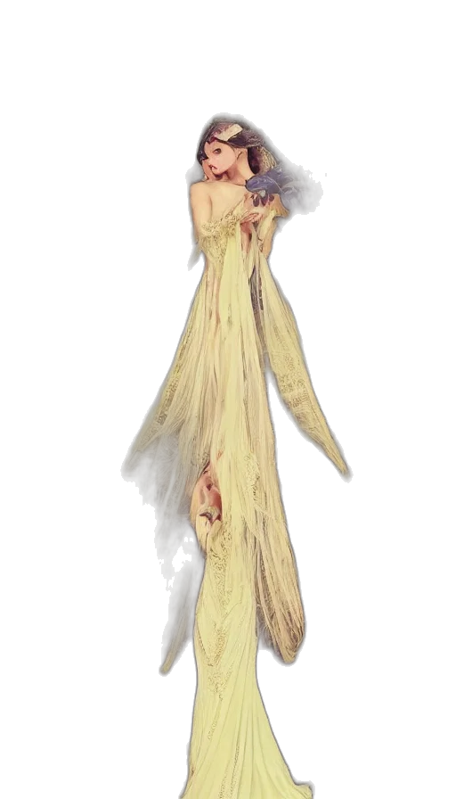 dress, staff, concept art, fantasy art transparent PNG cut-out