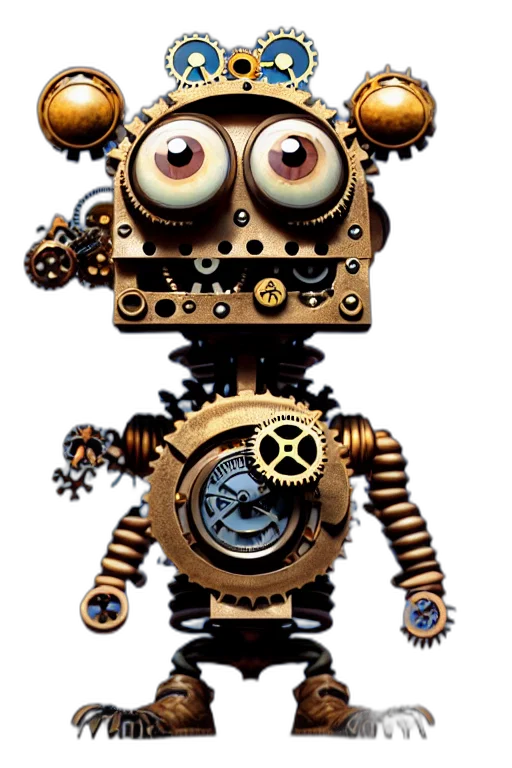 robot, staff, concept art, 3d render transparent PNG cut-out