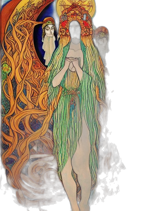 dress, staff, fantasy art, concept art transparent PNG cut-out