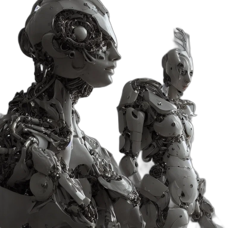 robot, concept art, 3d render, cyberpunk transparent PNG cut-out