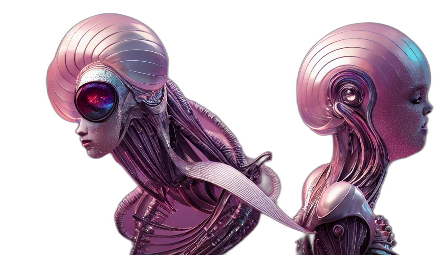 creature, robot, hair, concept art transparent PNG cut-out