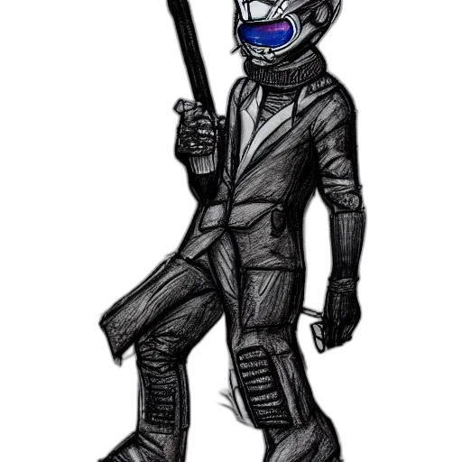 robot, staff, concept art, cyberpunk transparent PNG cut-out