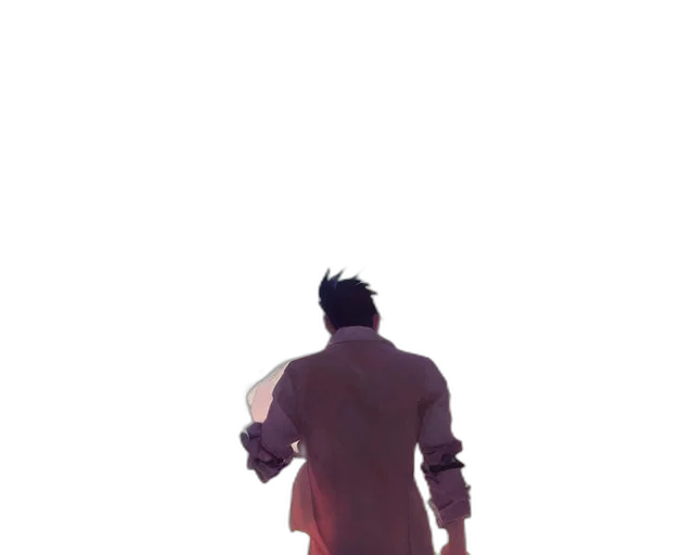 jacket, staff, creature, robot transparent PNG cut-out