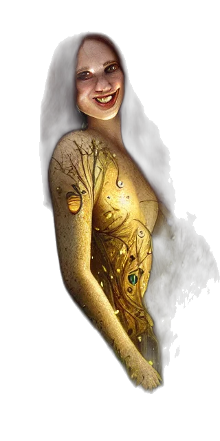 dress, jewelry, staff, fantasy art transparent PNG cut-out