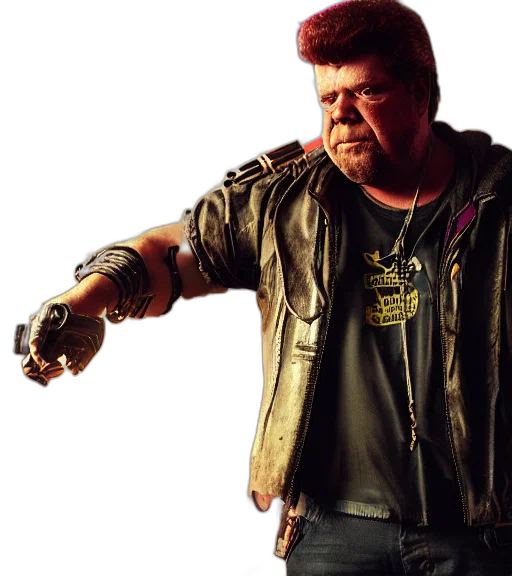 jacket, weapon, staff, cyberpunk transparent PNG cut-out