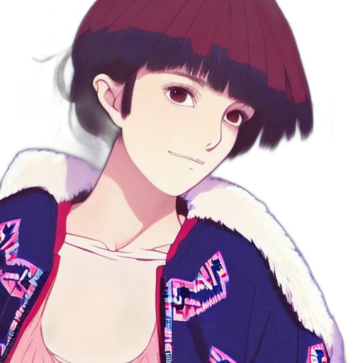 jacket, face, anime, vaporwave transparent PNG cut-out