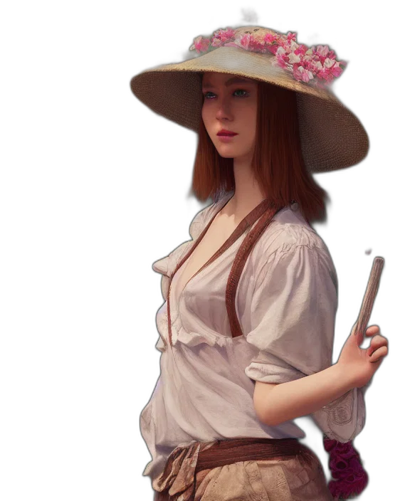 hat, staff, dress, weapon transparent PNG cut-out