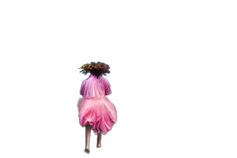 dress, flower, umbrella, hat transparent PNG cut-out