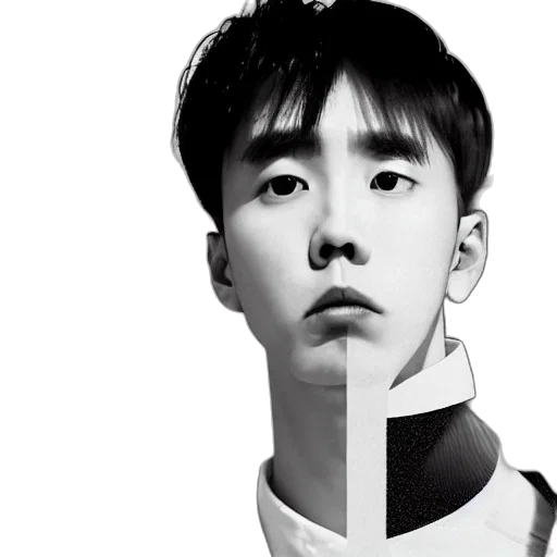 face, staff, photorealistic, vaporwave transparent PNG cut-out