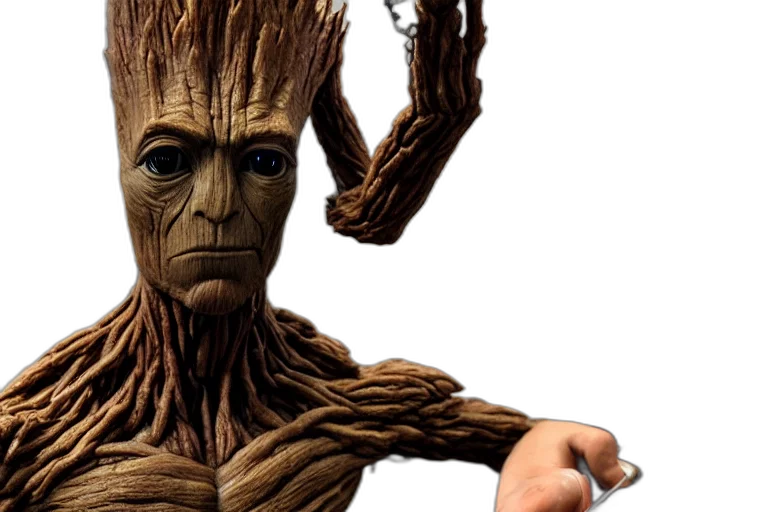 hair, creature, staff, 3d render transparent PNG cut-out