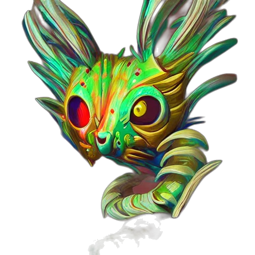 dragon, creature, mask, staff transparent PNG cut-out