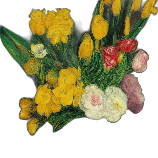 flower, crown, oil painting, photorealistic transparent PNG cut-out
