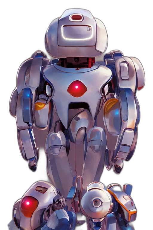 robot, concept art, 3d render, pixel art transparent PNG cut-out
