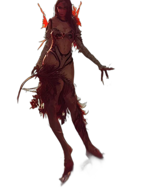 creature, staff, dress, mask transparent PNG cut-out