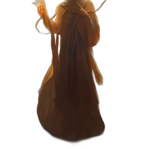 staff, dress, hair, weapon transparent PNG cut-out