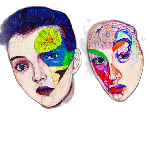 mask, face, watercolor, cartoon transparent PNG cut-out