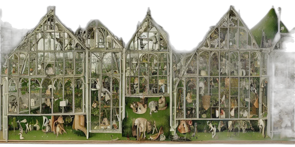 concept art, 3d render, forest, greenhouse transparent PNG cut-out