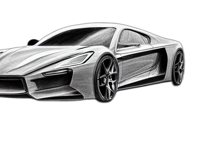 car, pencil sketch, photorealistic, concept art transparent PNG cut-out